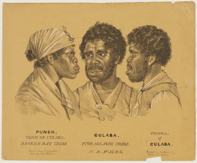 Punch, Gin of Culaba, Broken Bay Tribe and Culaba, Five Islands Tribe by Charles Rodius, c1844 SLNSW